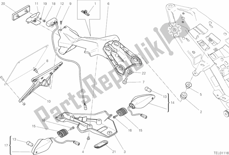 All parts for the 28b - Plate Holder of the Ducati Monster 821 Stealth Thailand 2019